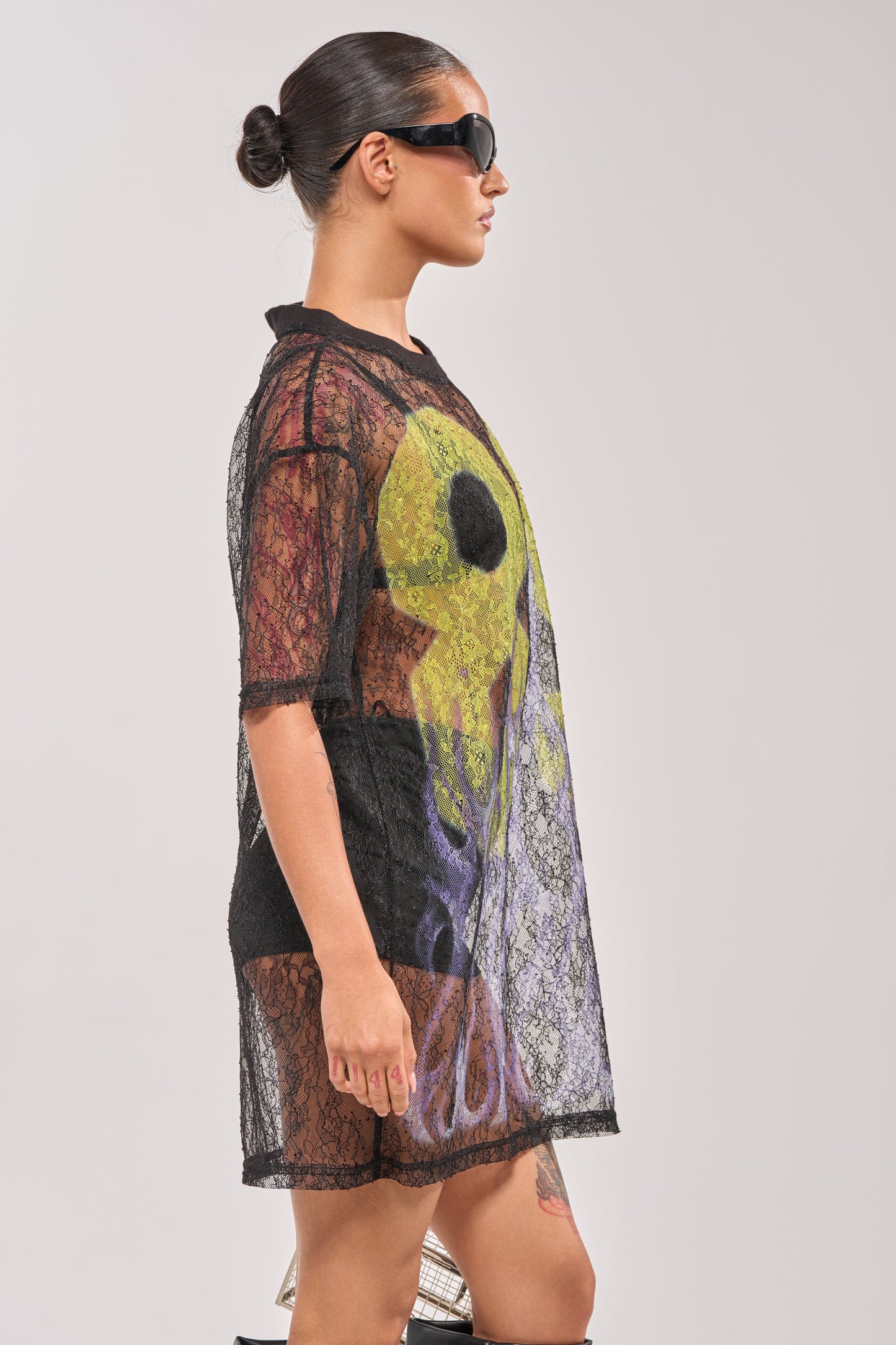ALL THE RAGE LACE JERSEY MINI DRESS