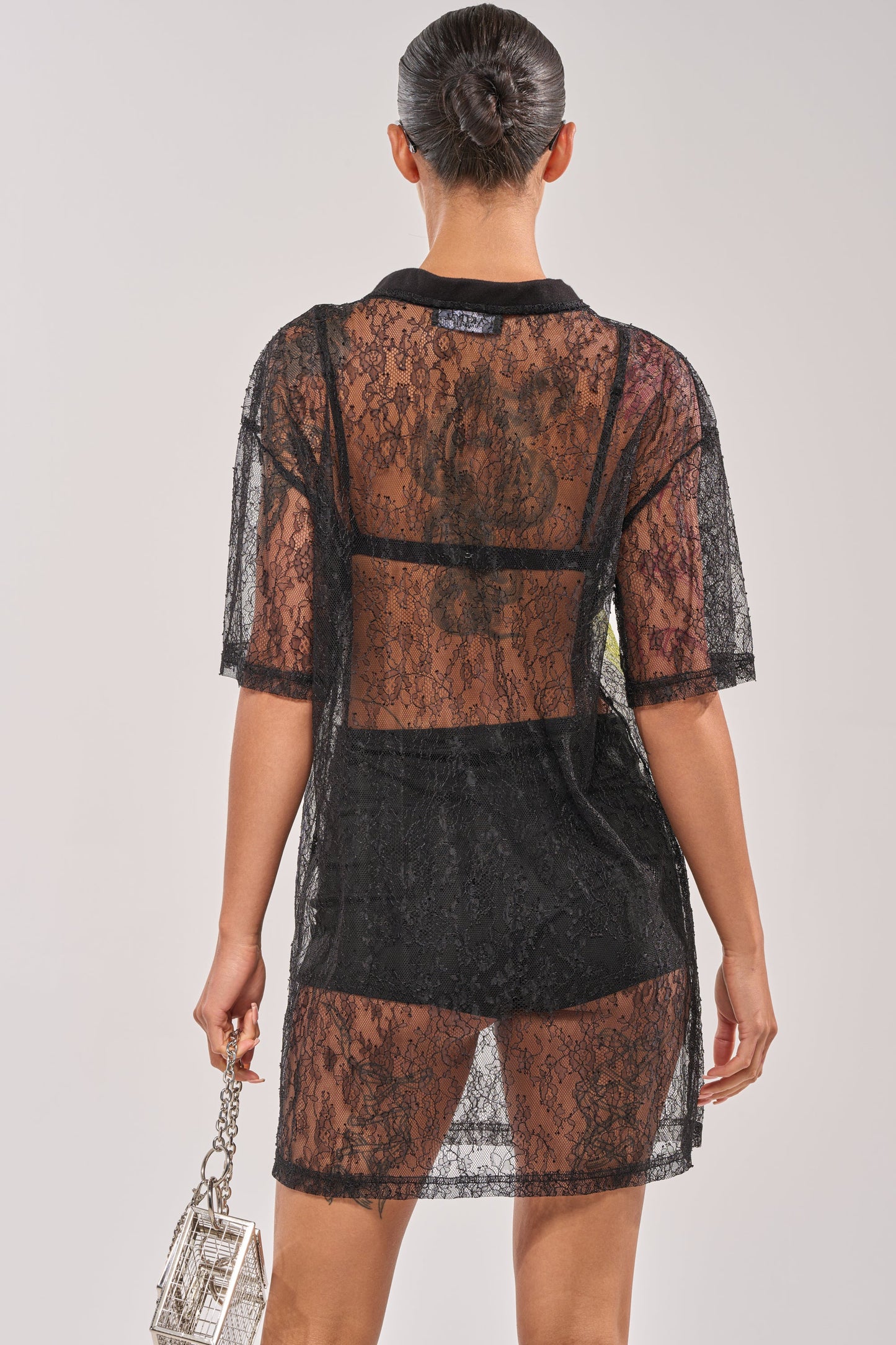ALL THE RAGE LACE JERSEY MINI DRESS