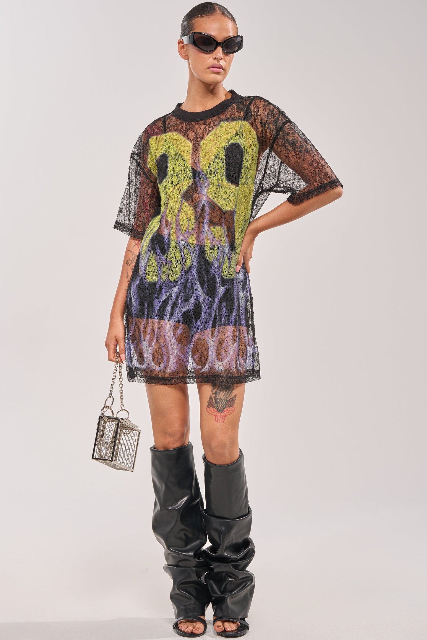 ALL THE RAGE LACE JERSEY MINI DRESS