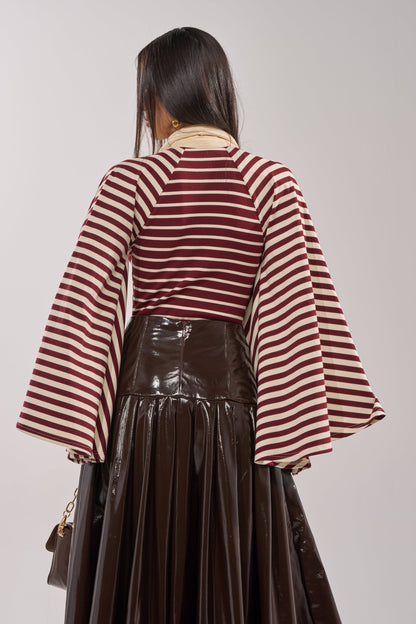ALMA STRIPE COLLARED BODYSUIT