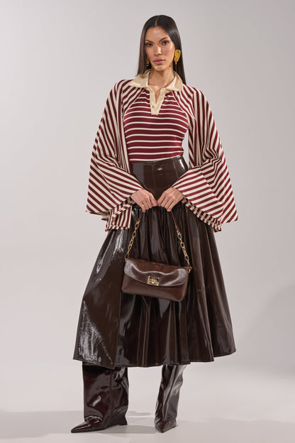 ALMA STRIPE COLLARED BODYSUIT