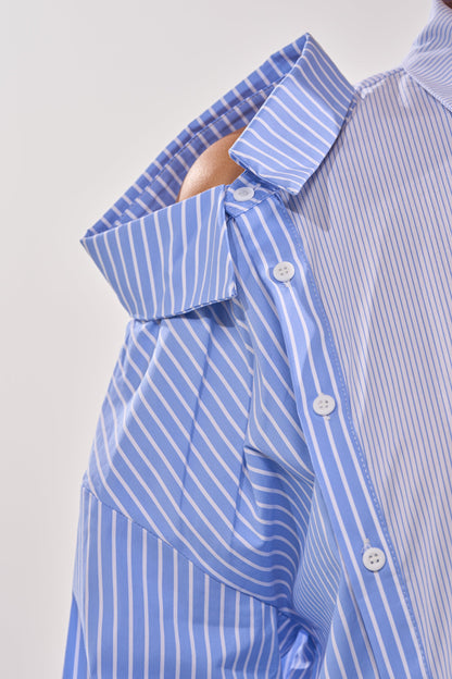 ALL OVER THE PLACE BLUE STRIPED BUTTON DOWN