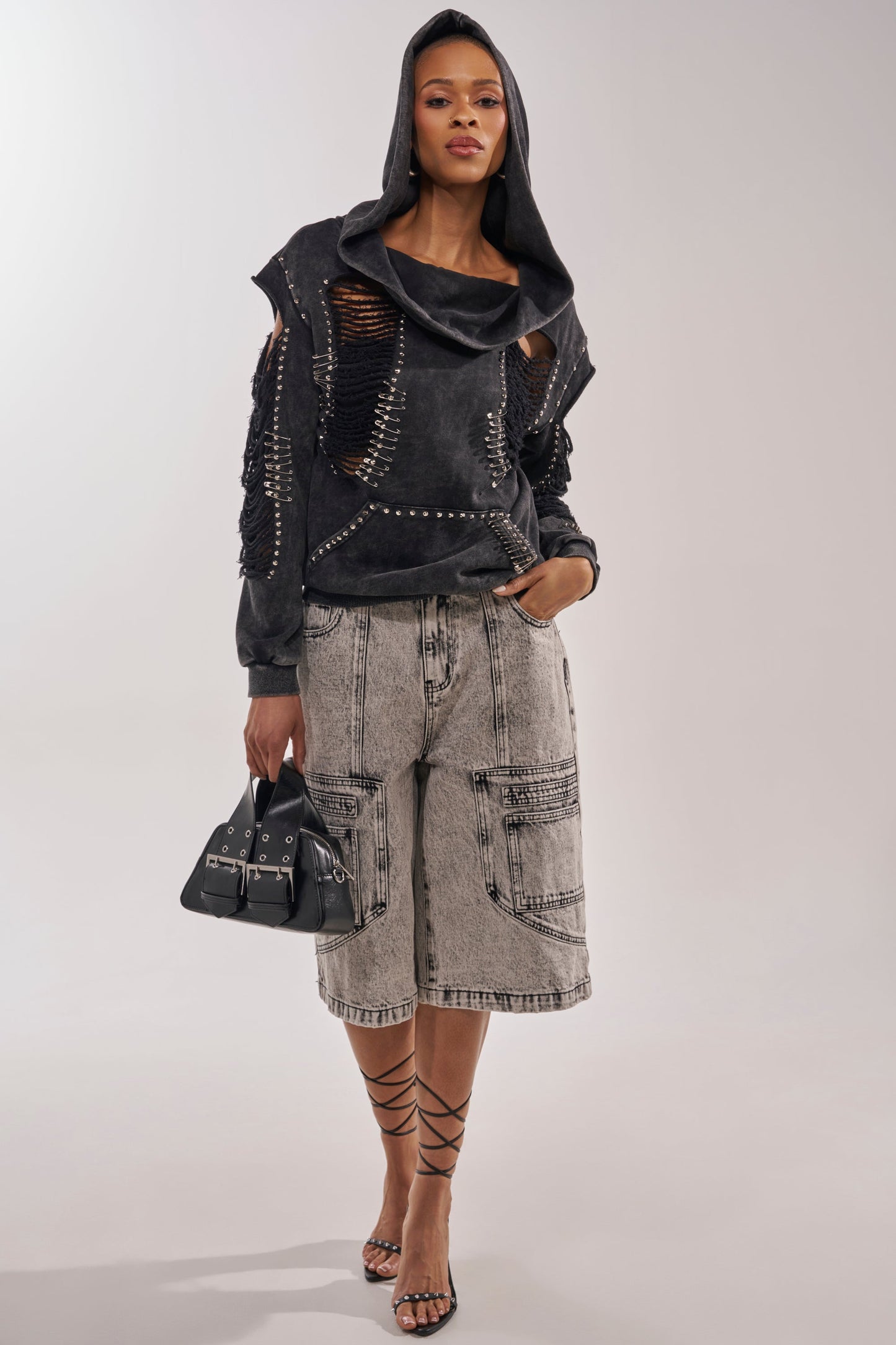 ALL TORN UP DISTRESSED OFF THE SHOULDER SWEATSHIRT