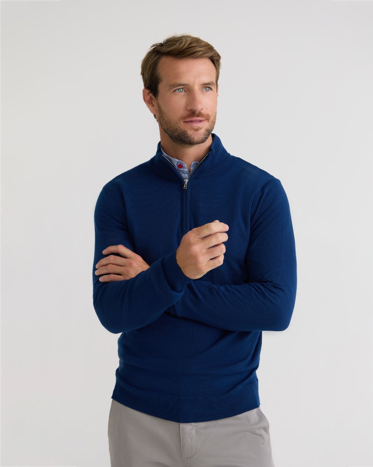 Merino Zip Neck Wool Pullover