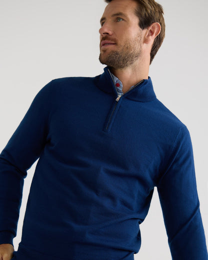 Merino Zip Neck Wool Pullover