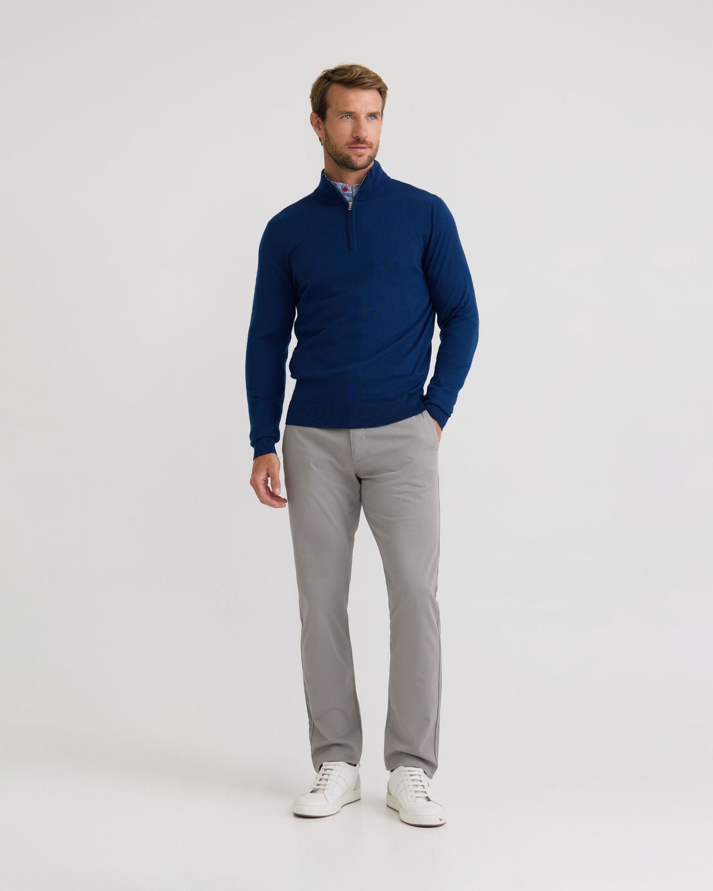 Merino Zip Neck Wool Pullover