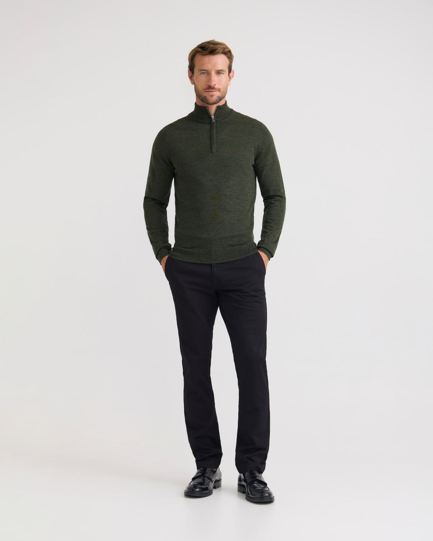 Merino Zip Neck Wool Pullover