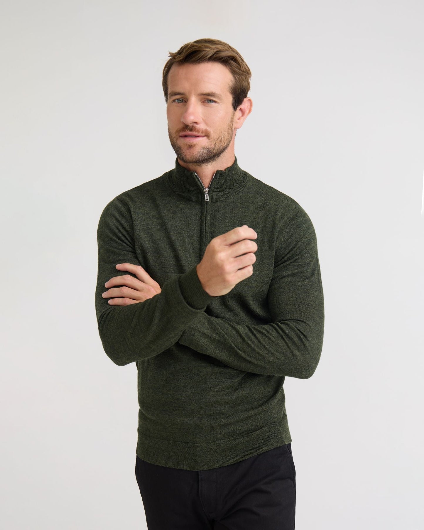 Merino Zip Neck Wool Pullover