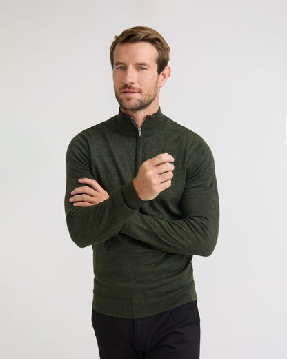 Merino Zip Neck Wool Pullover