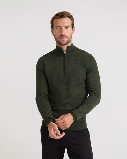 Merino Zip Neck Wool Pullover