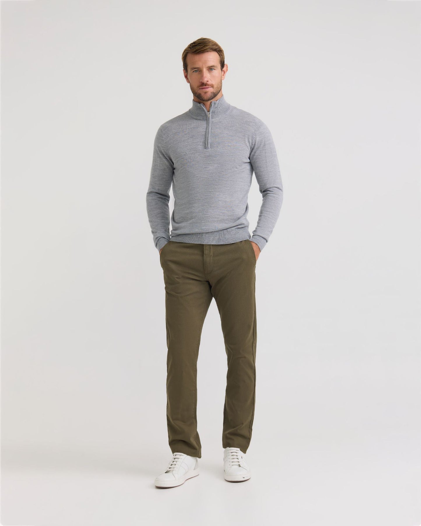 Merino Zip Neck Wool Pullover
