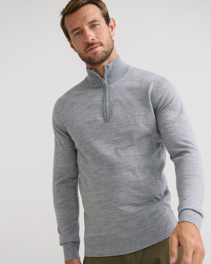 Merino Zip Neck Wool Pullover