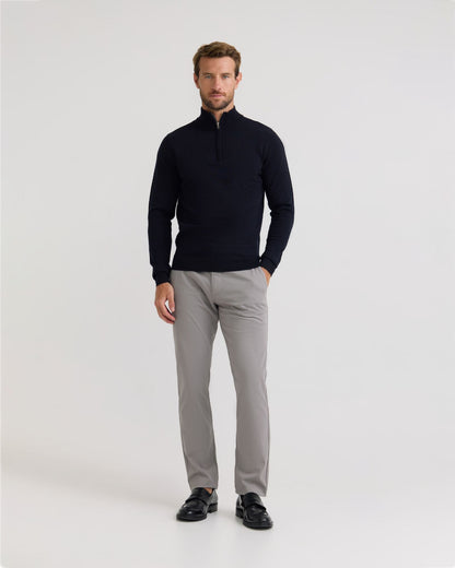 Merino Zip Neck Wool Pullover