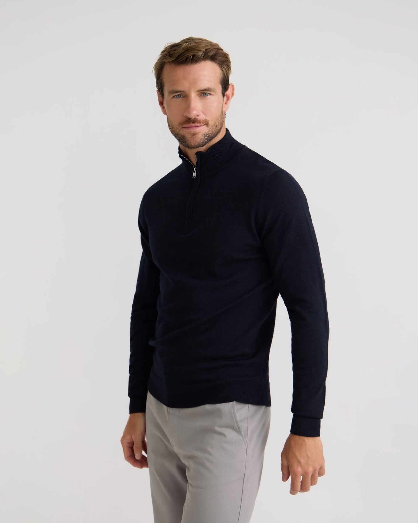 Merino Zip Neck Wool Pullover