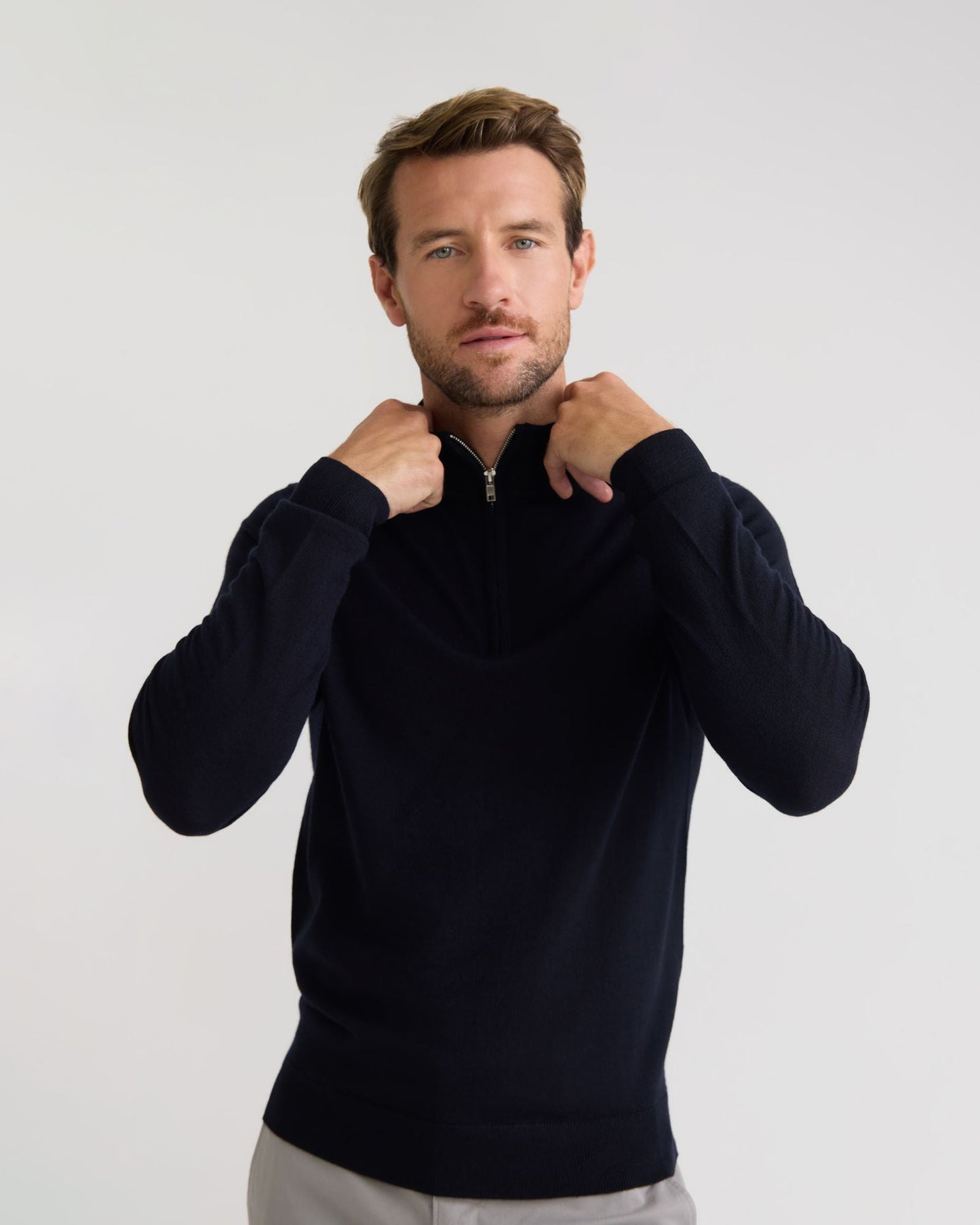 Merino Zip Neck Wool Pullover