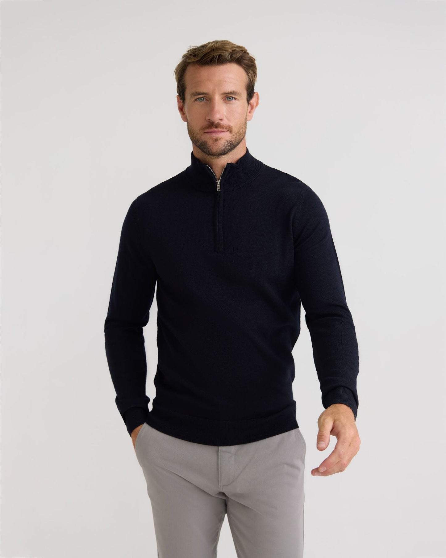 Merino Zip Neck Wool Pullover