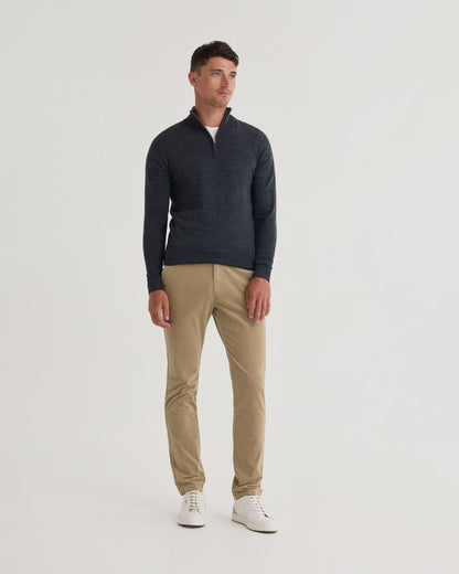 Merino Zip Neck Wool Pullover