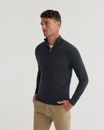 Merino Zip Neck Wool Pullover