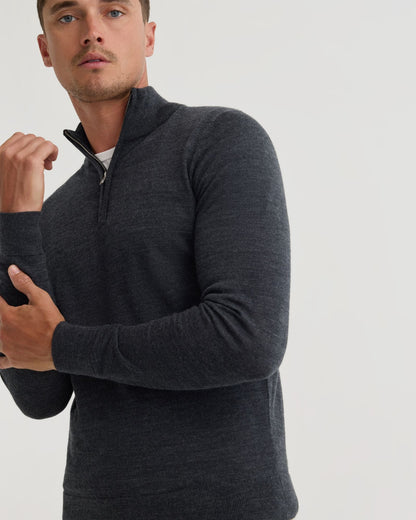 Merino Zip Neck Wool Pullover