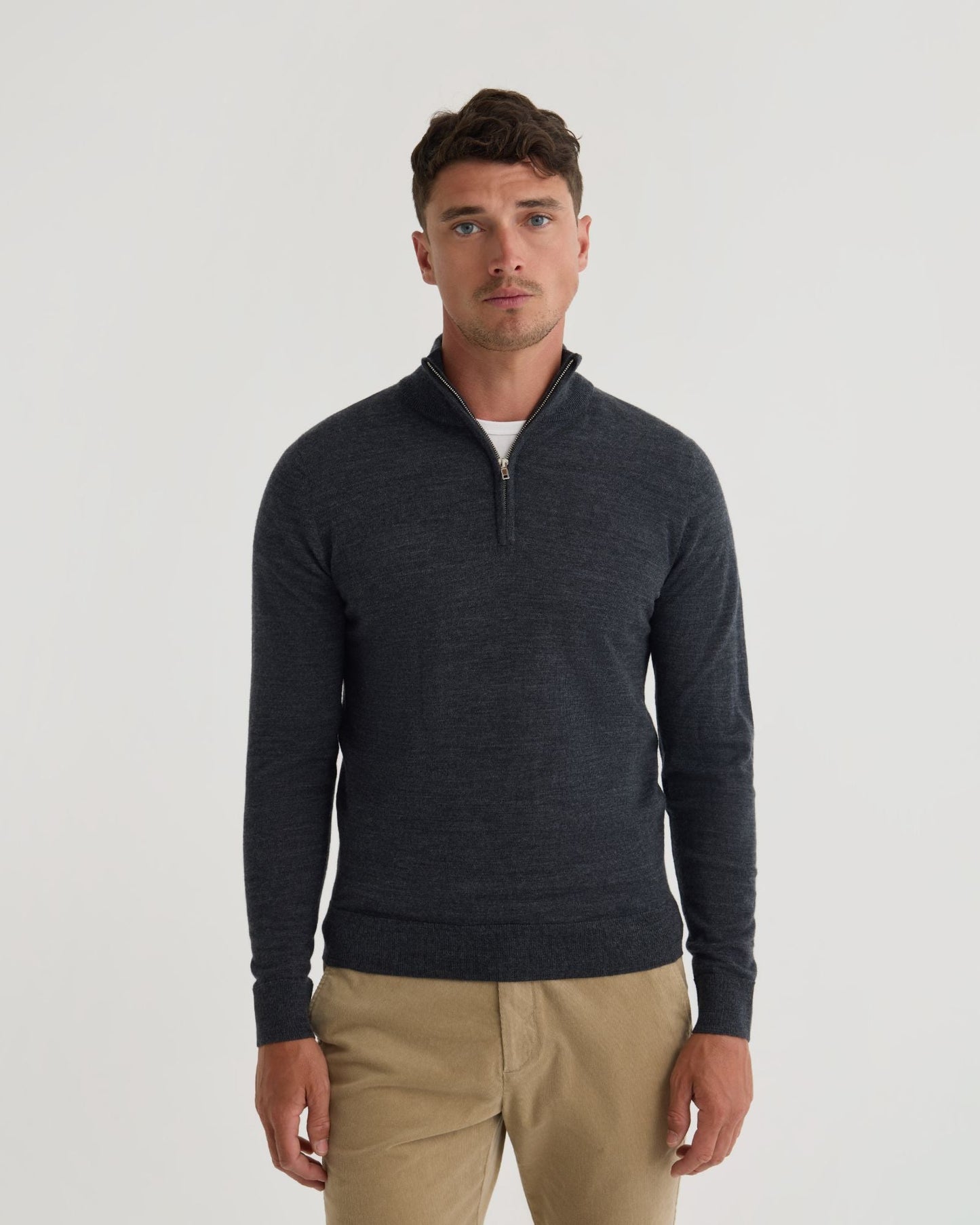 Merino Zip Neck Wool Pullover