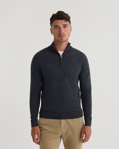 Merino Zip Neck Wool Pullover