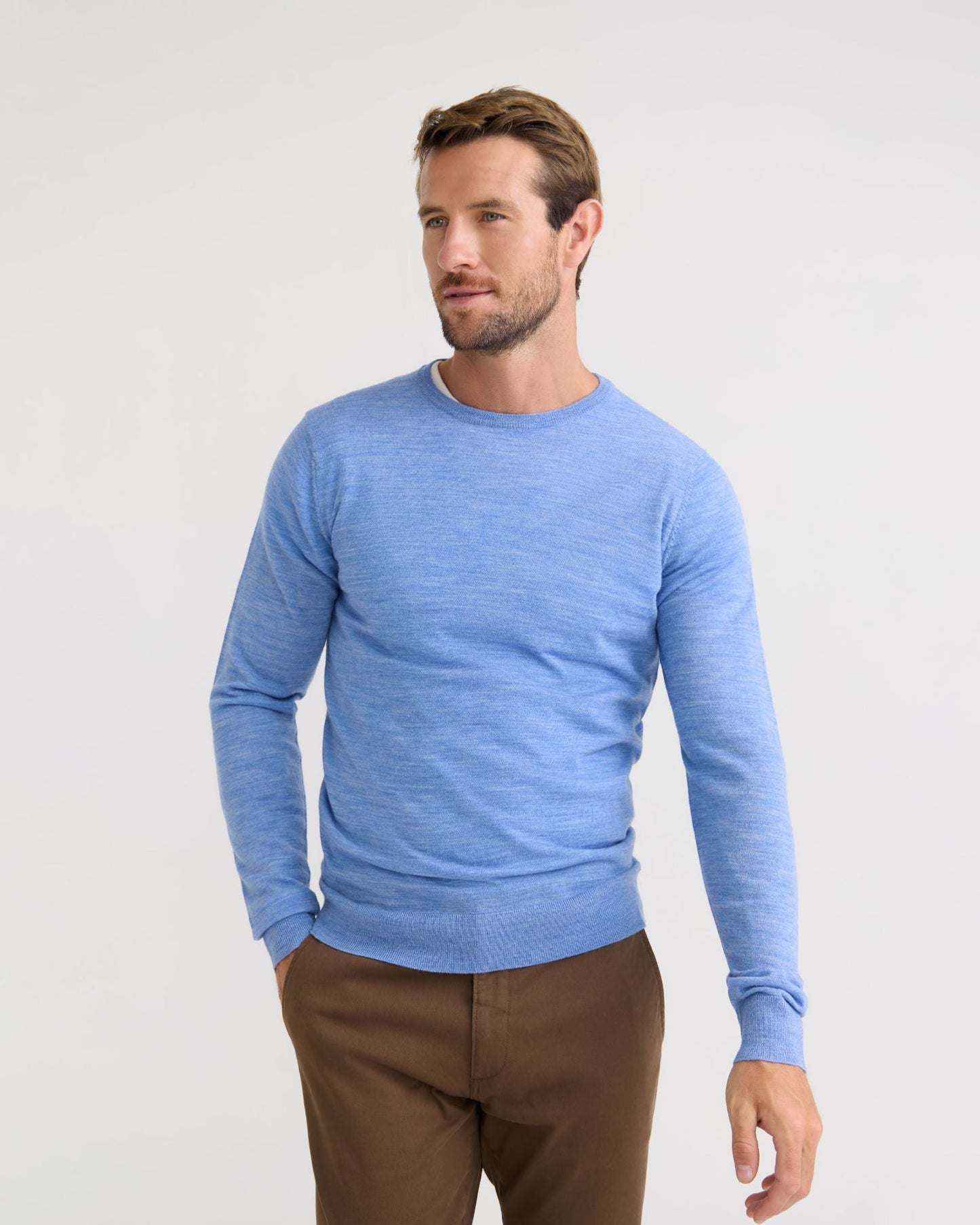 Crew Neck Pure Wool Pullover