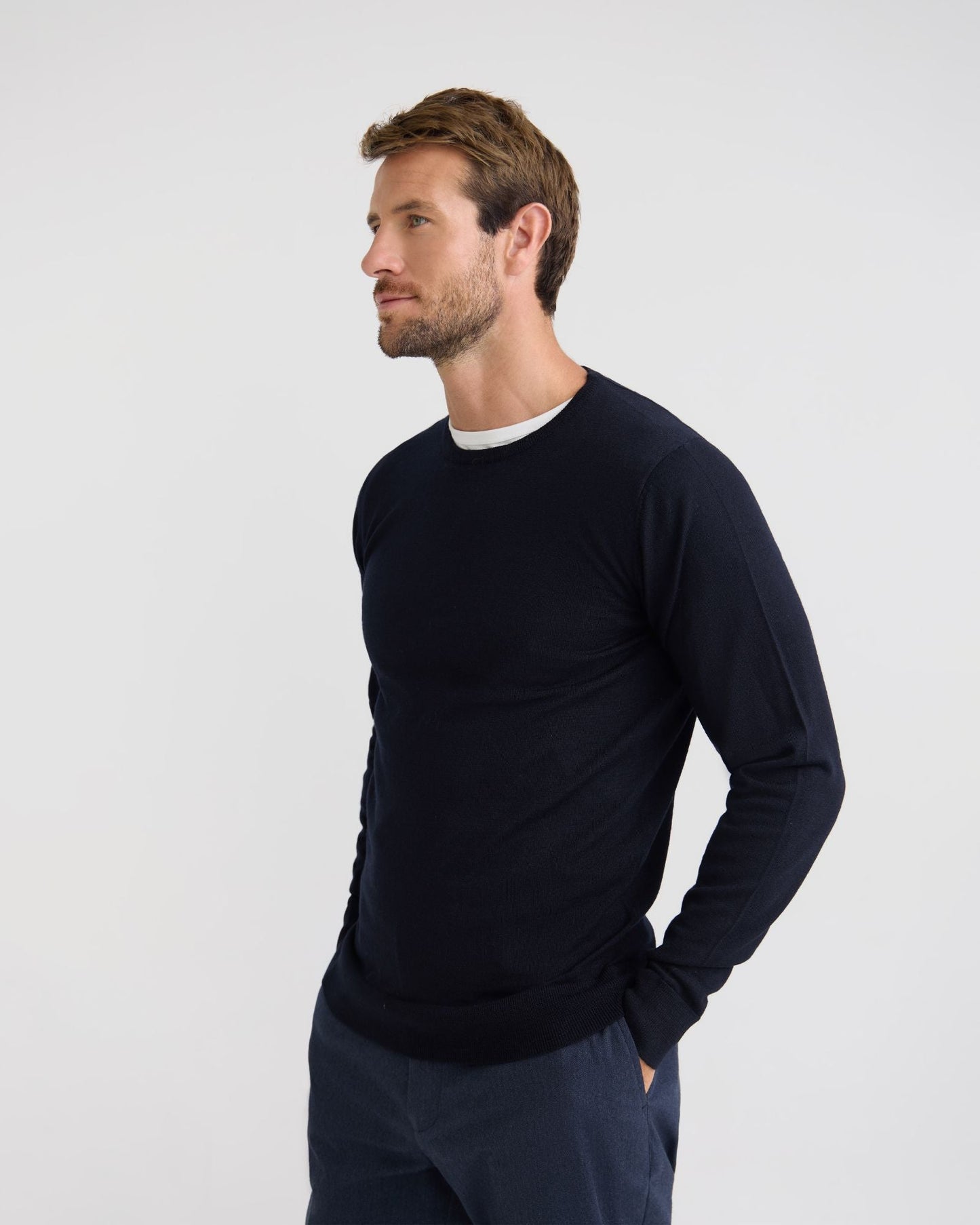 Crew Neck Pure Wool Pullover