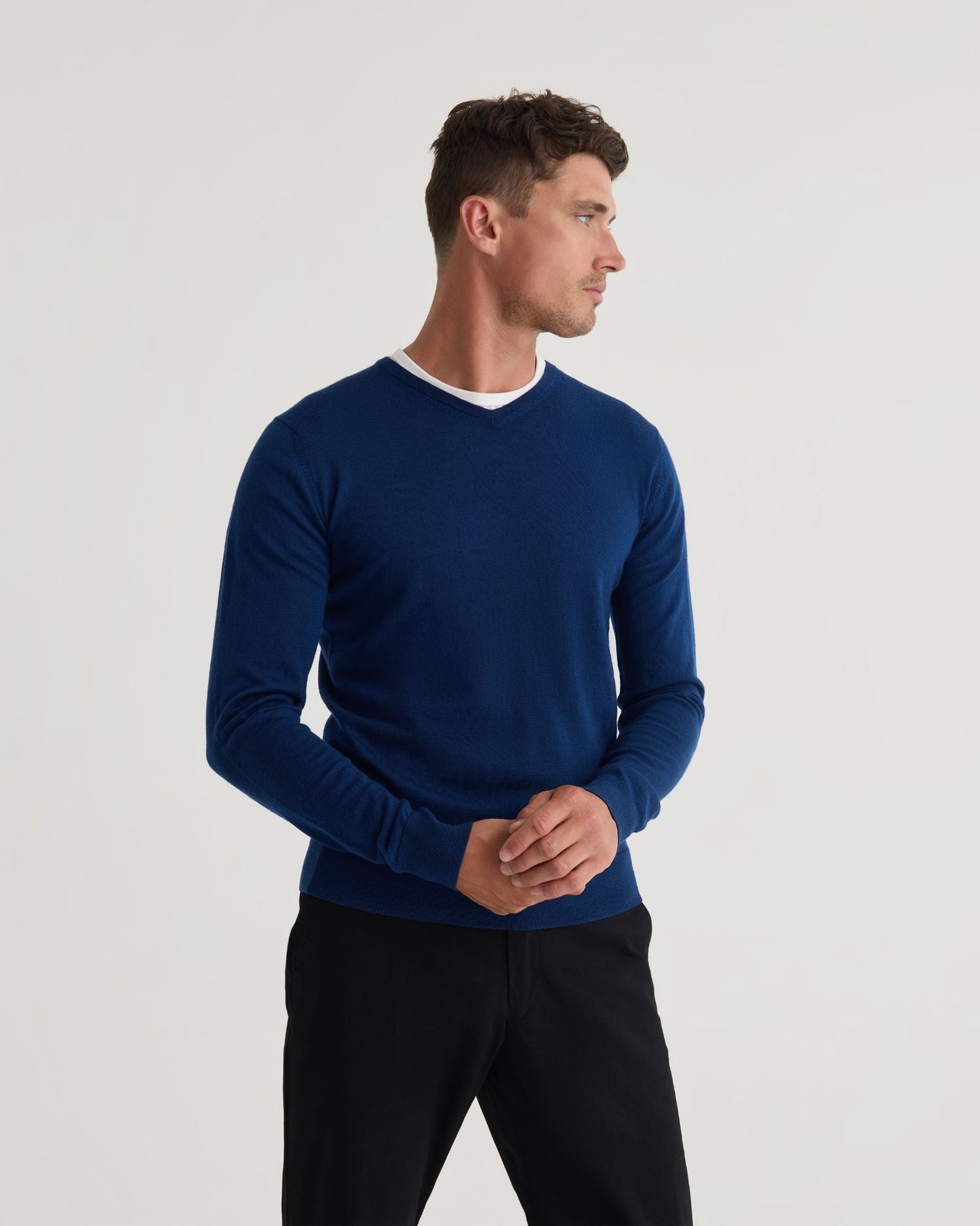 Basic V-Neck Pure Wool Pullover