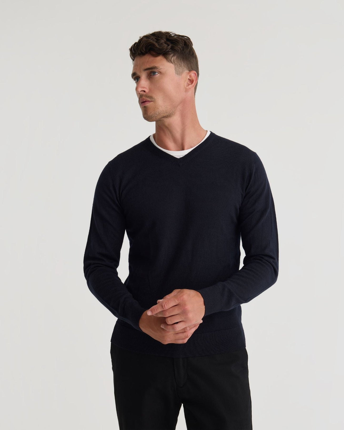 Basic V-Neck Pure Wool Pullover