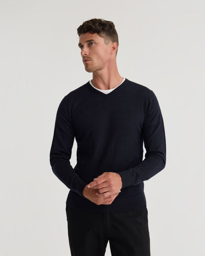 Basic V-Neck Pure Wool Pullover