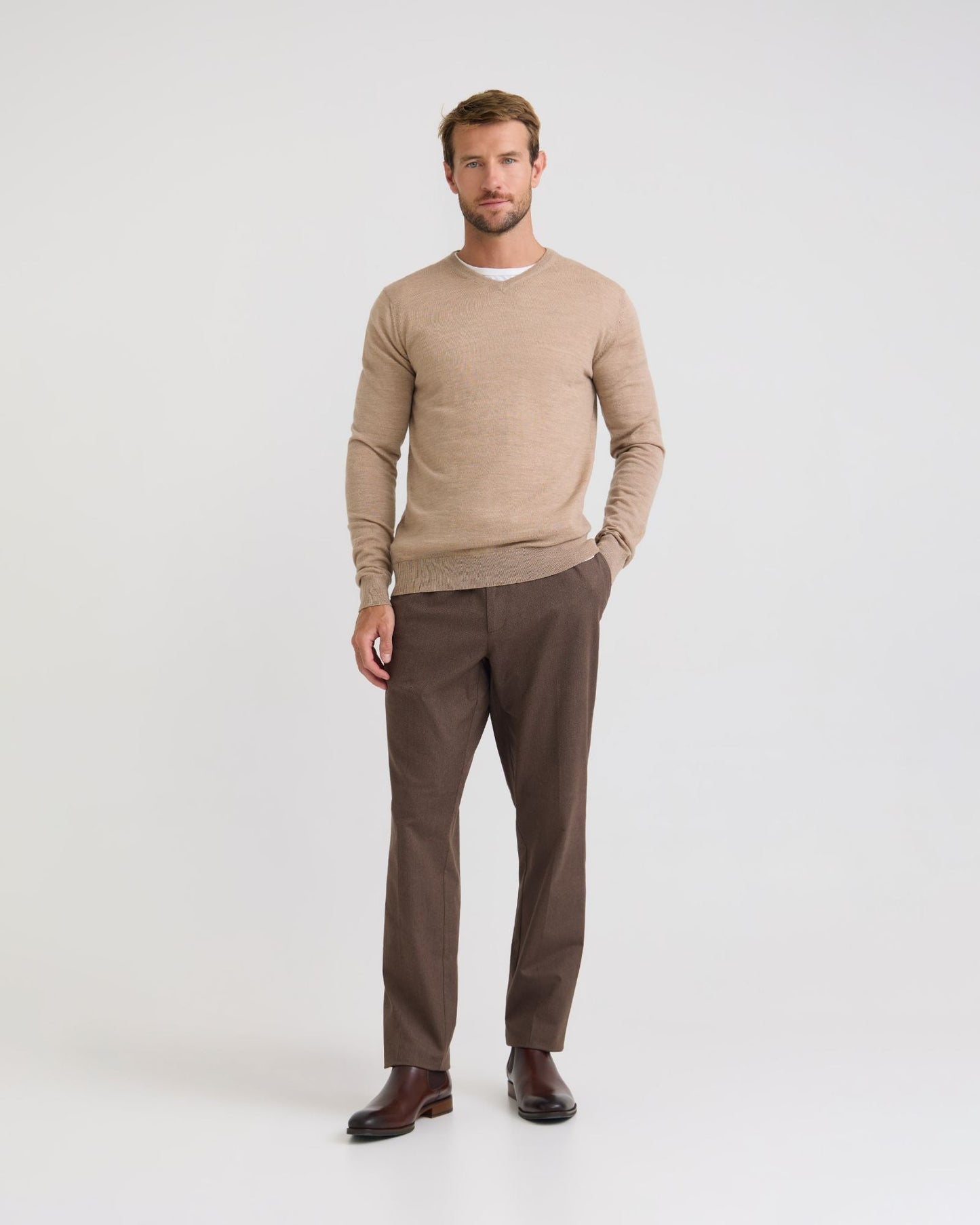 Basic V-Neck Pure Wool Pullover
