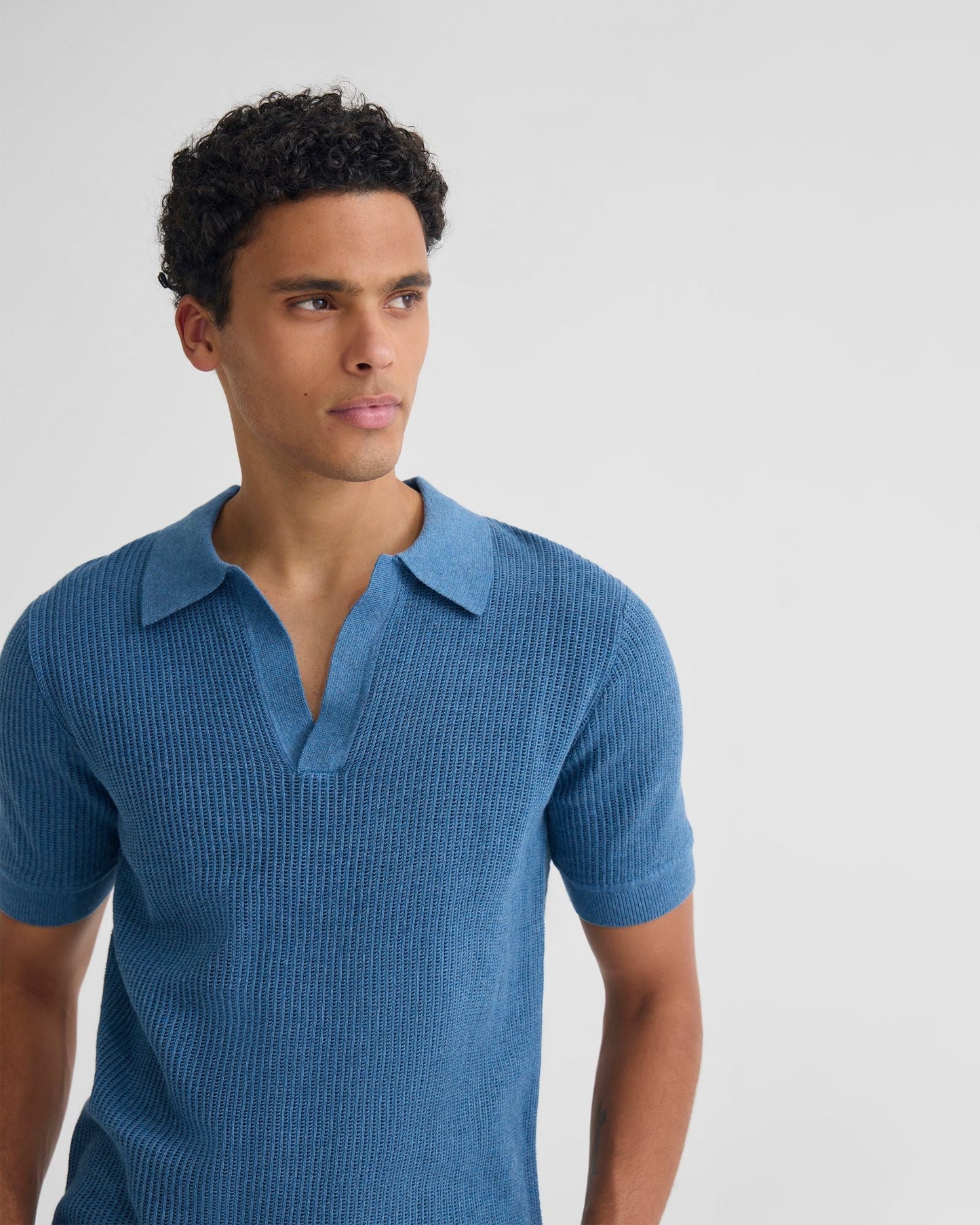 Huck Lined Knitted Polo