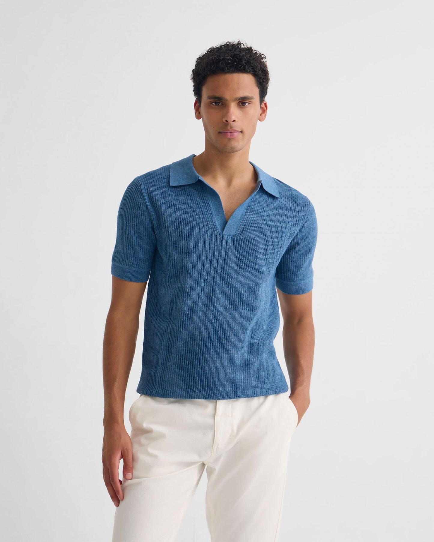 Huck Lined Knitted Polo