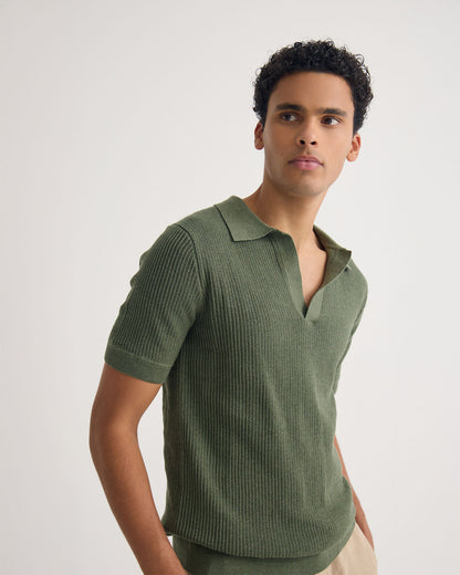 Huck Lined Knitted Polo