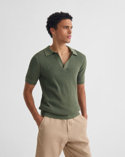 Huck Lined Knitted Polo
