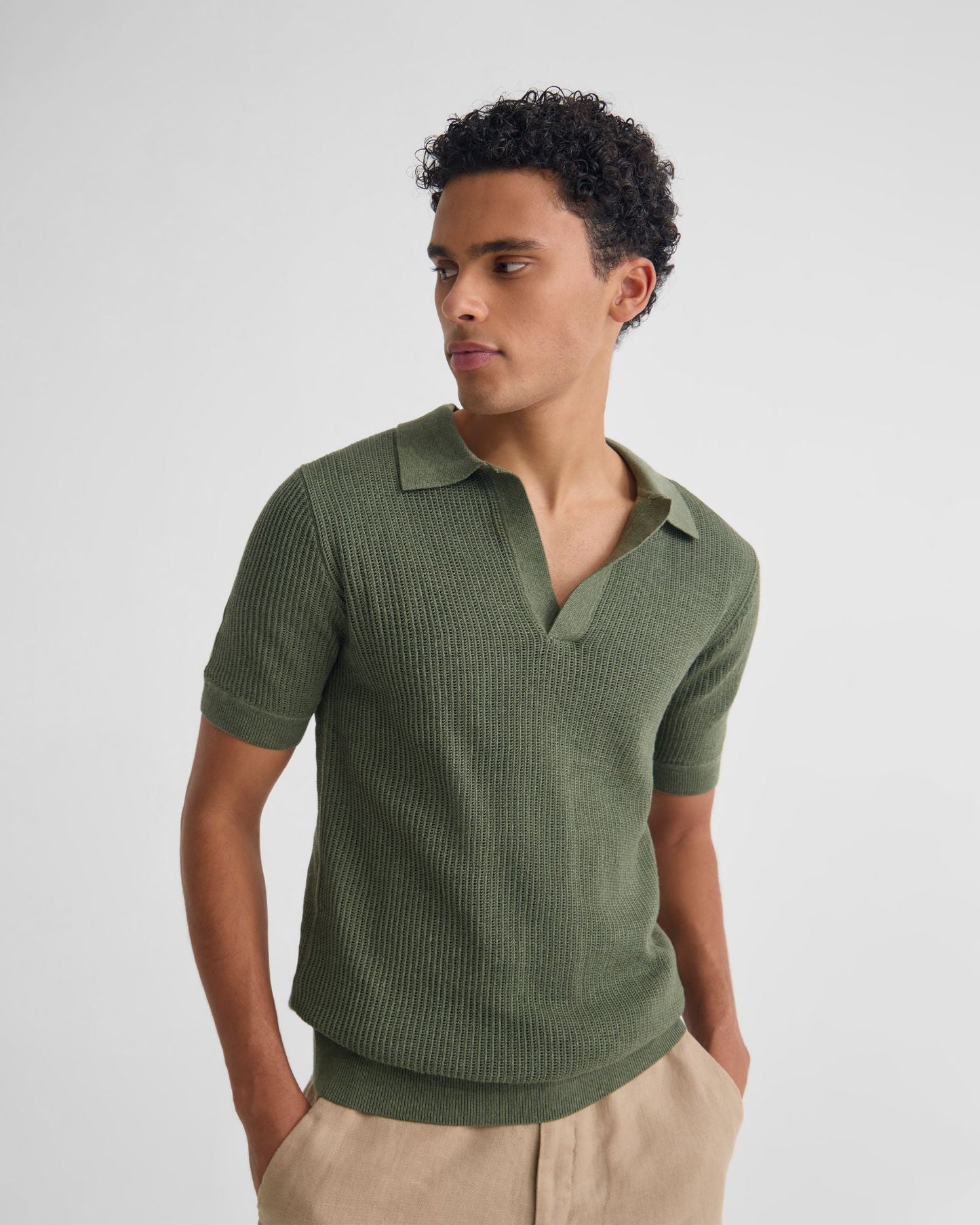Huck Lined Knitted Polo