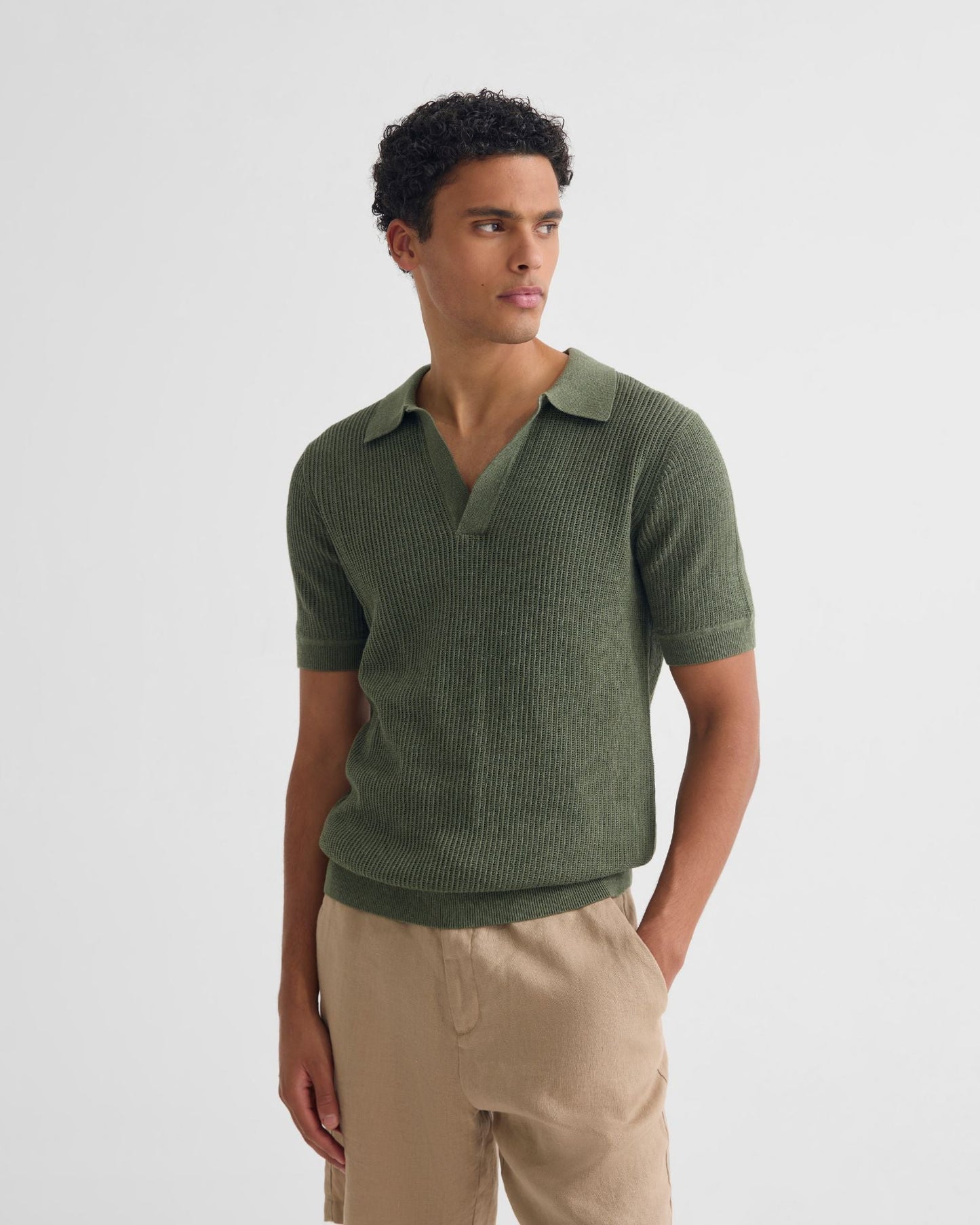 Huck Lined Knitted Polo