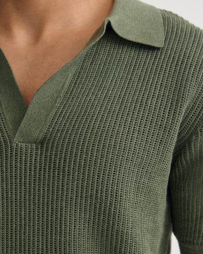 Huck Lined Knitted Polo