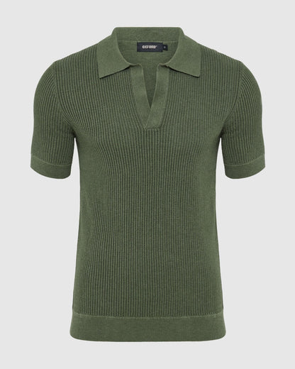 Huck Lined Knitted Polo