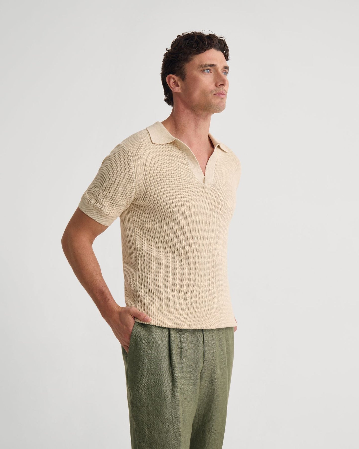 Huck Lined Knitted Polo