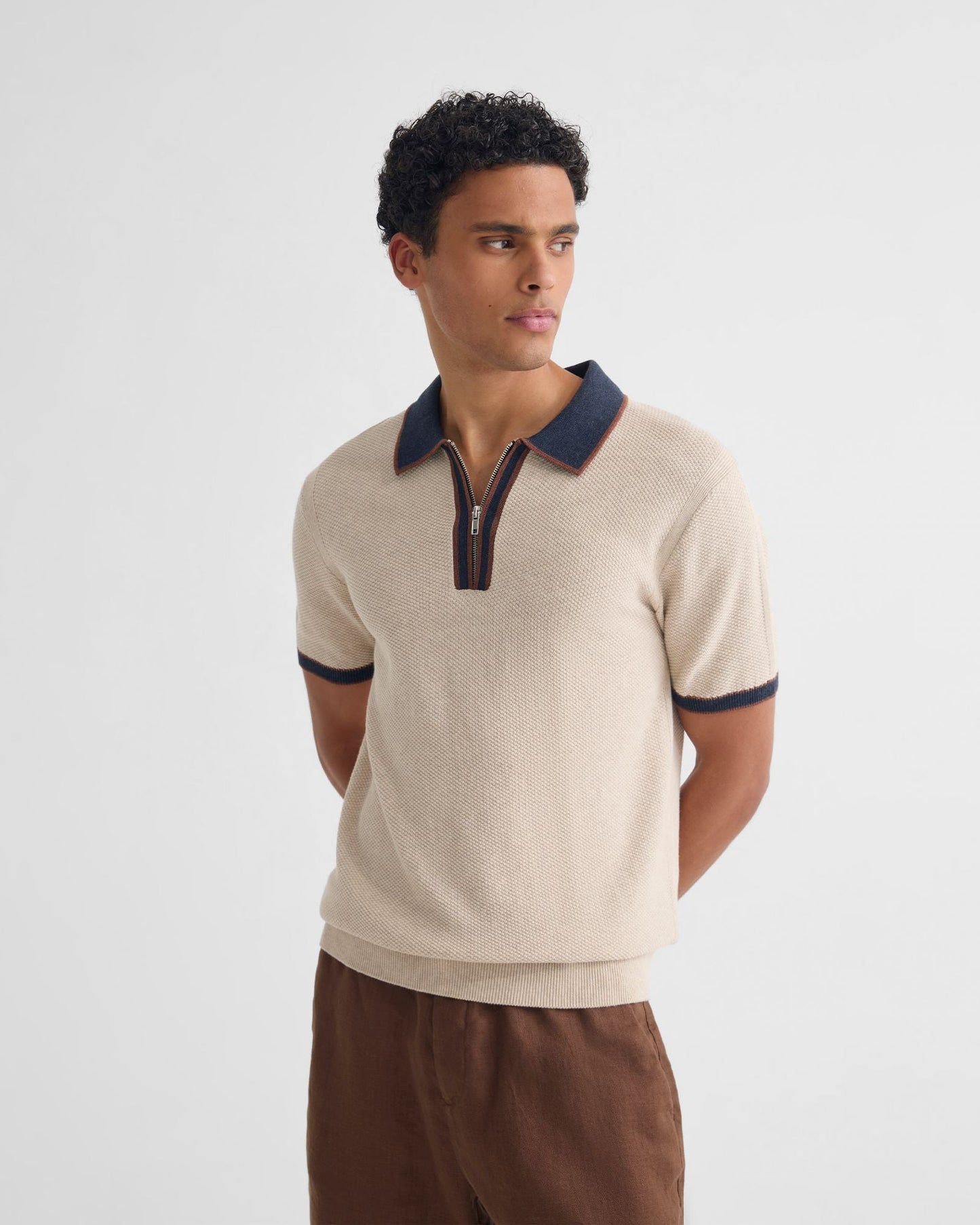 Holden Zip Neck Knitted Polo