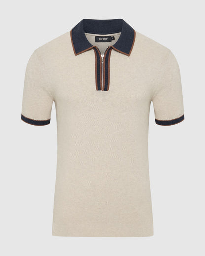 Holden Zip Neck Knitted Polo