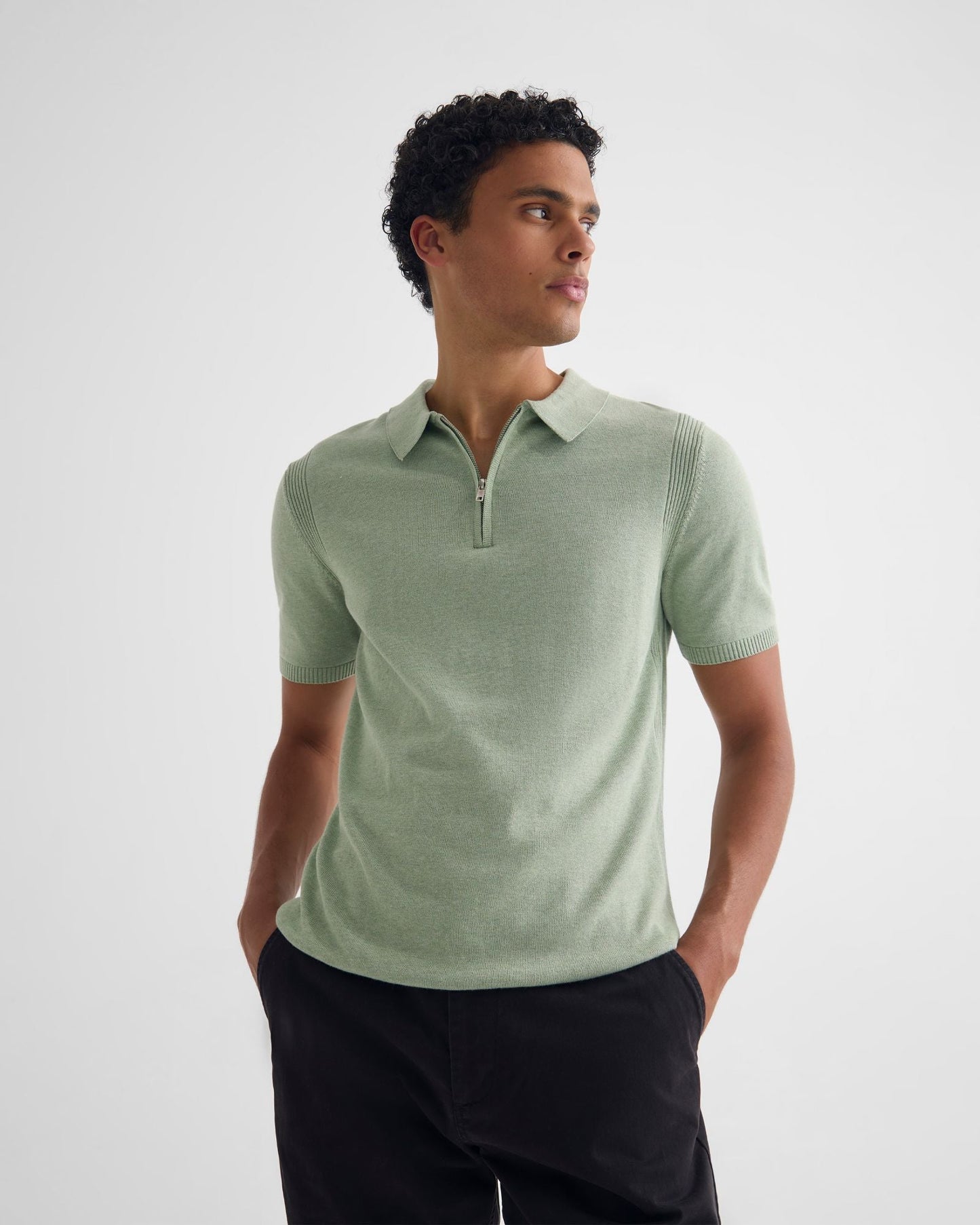 Otis Zip Neck Knitted Polo