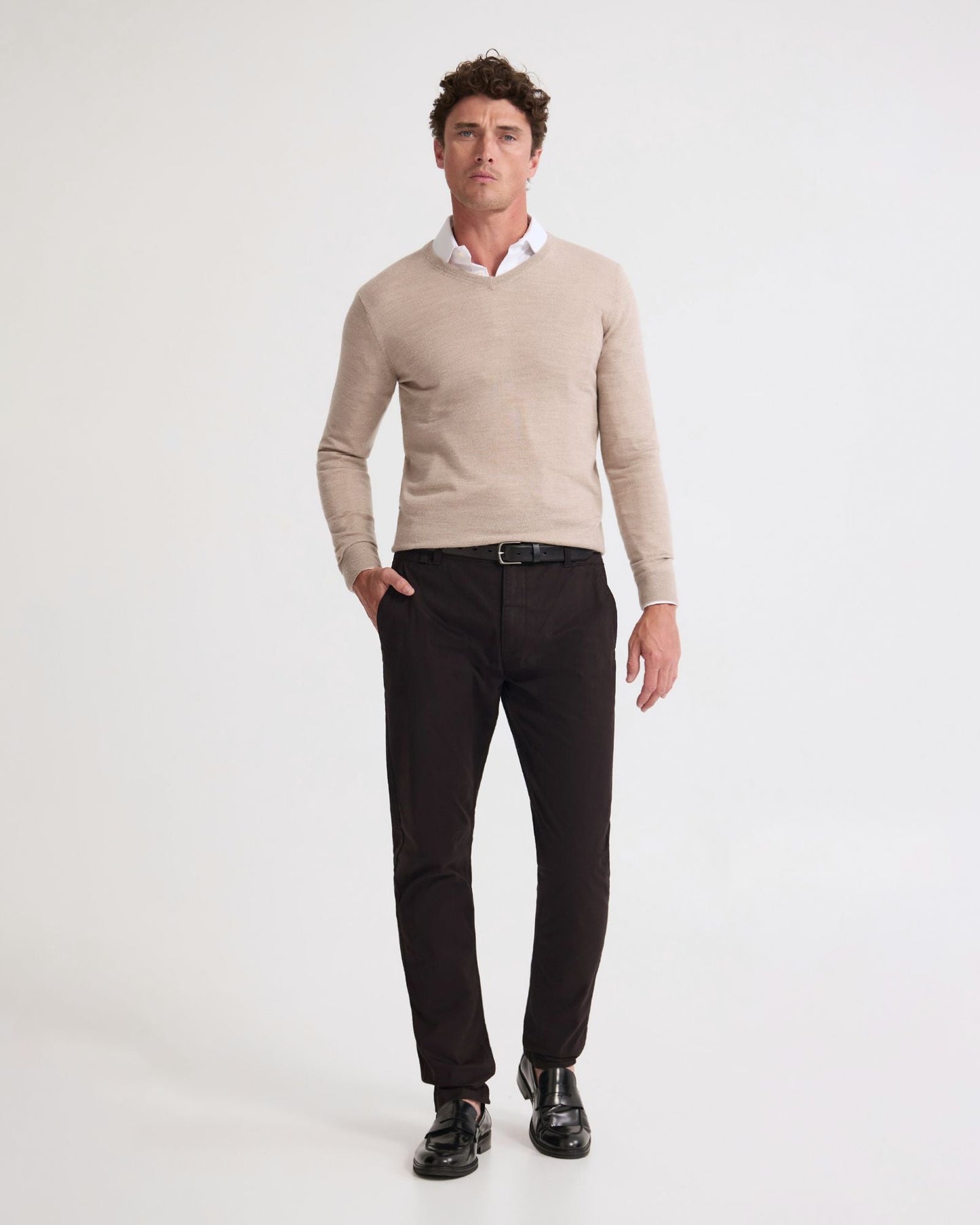 Basic V-Neck Pure Wool Pullover