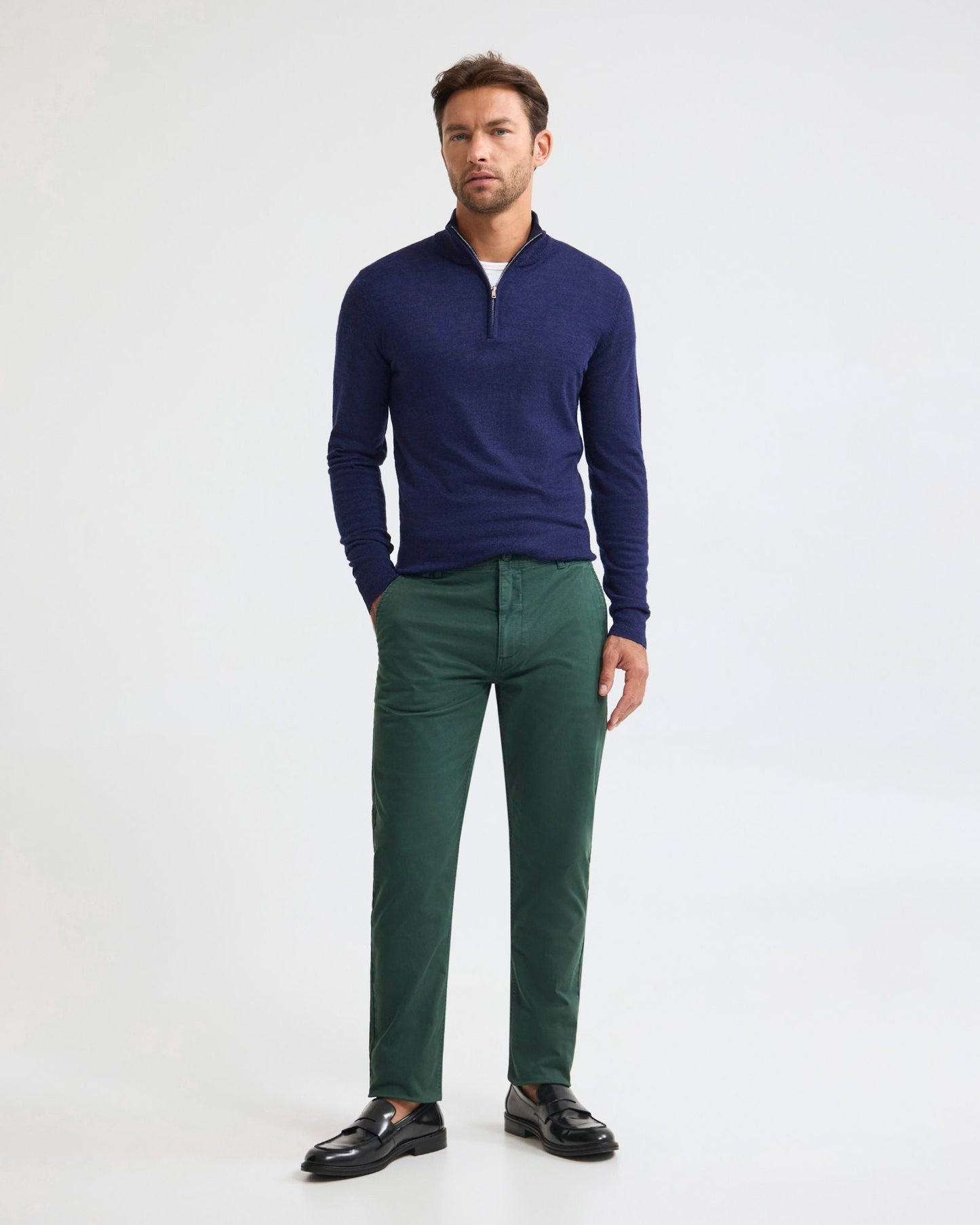 Merino Zip-Neck Wool Pullover