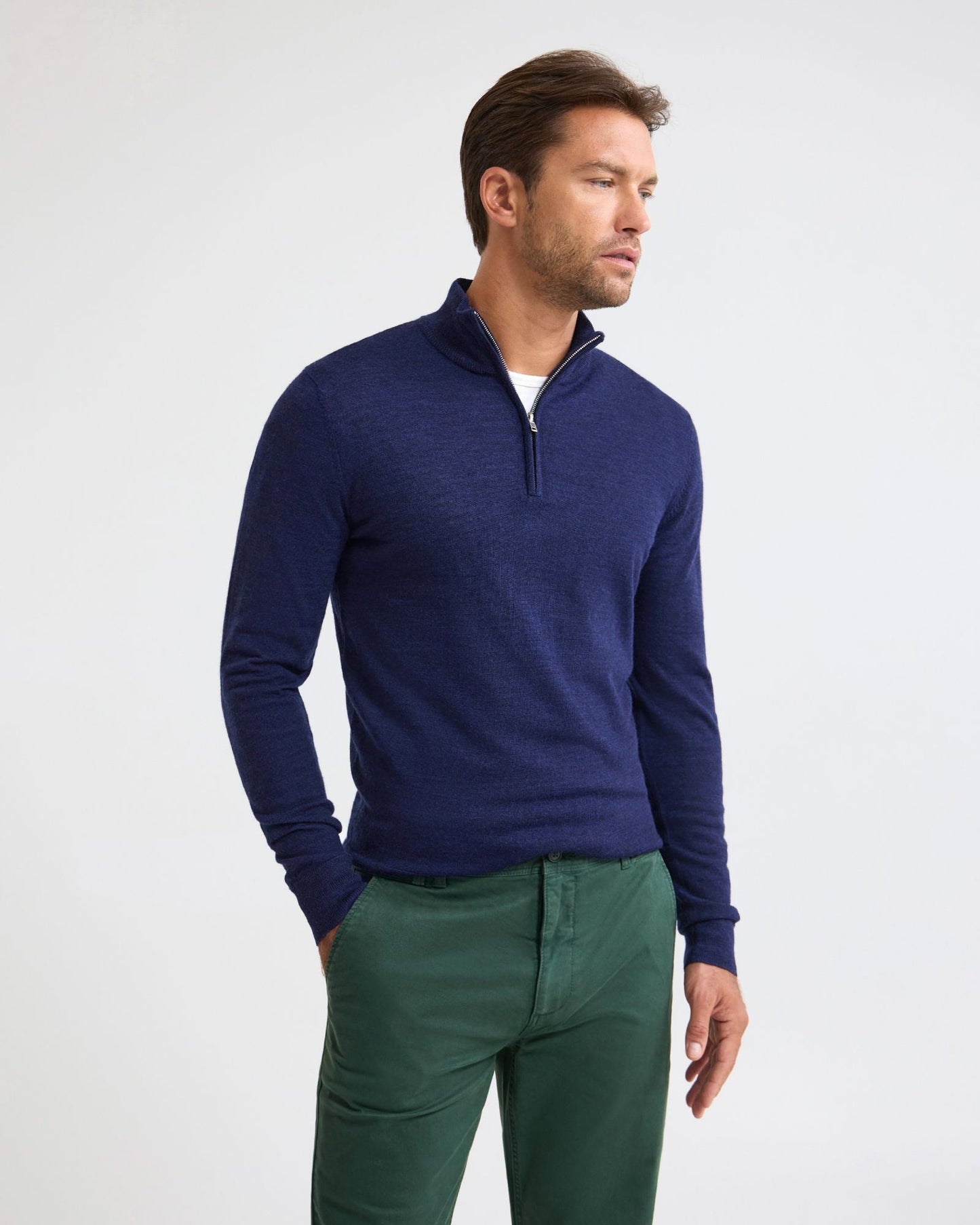 Merino Zip-Neck Wool Pullover