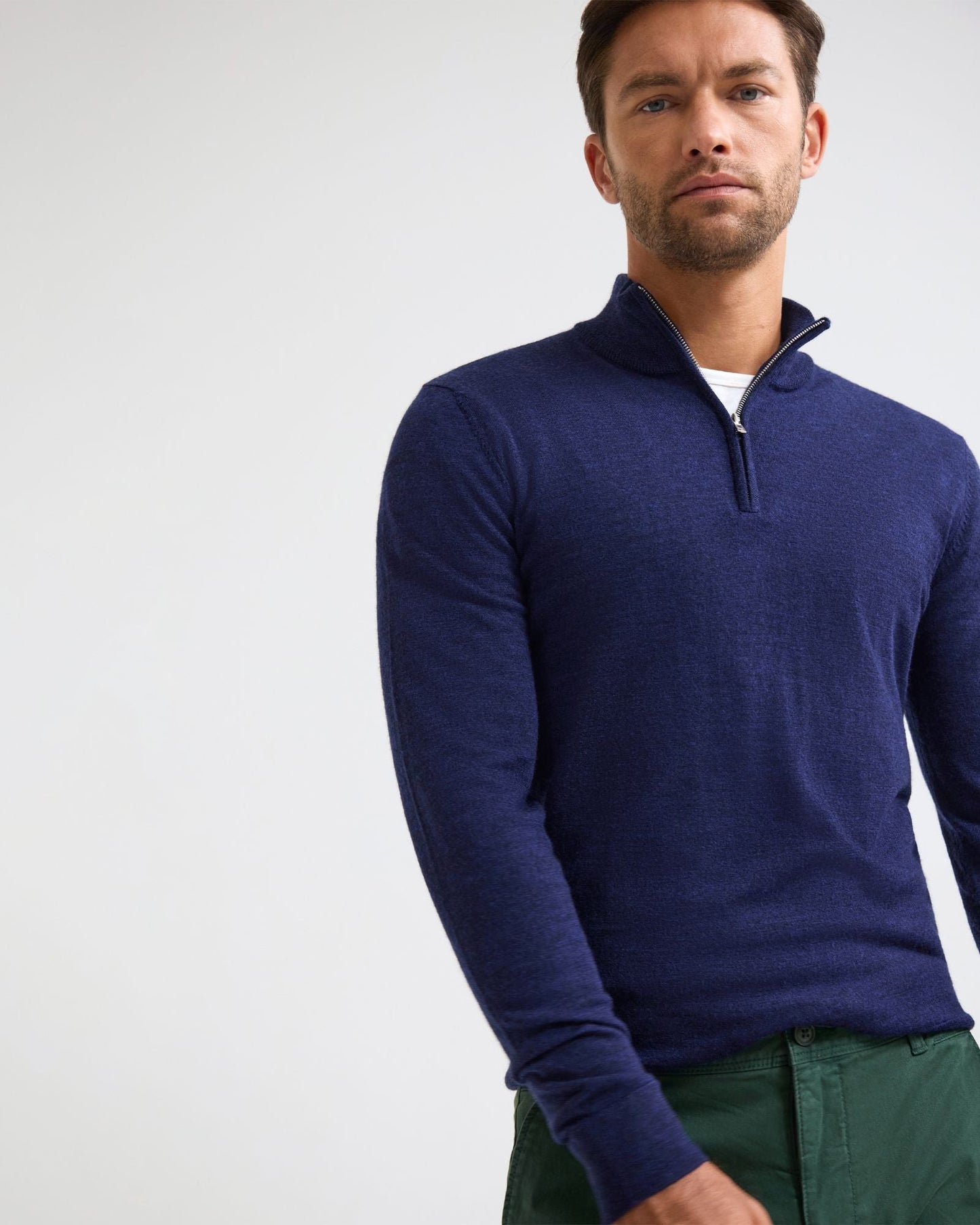 Merino Zip-Neck Wool Pullover