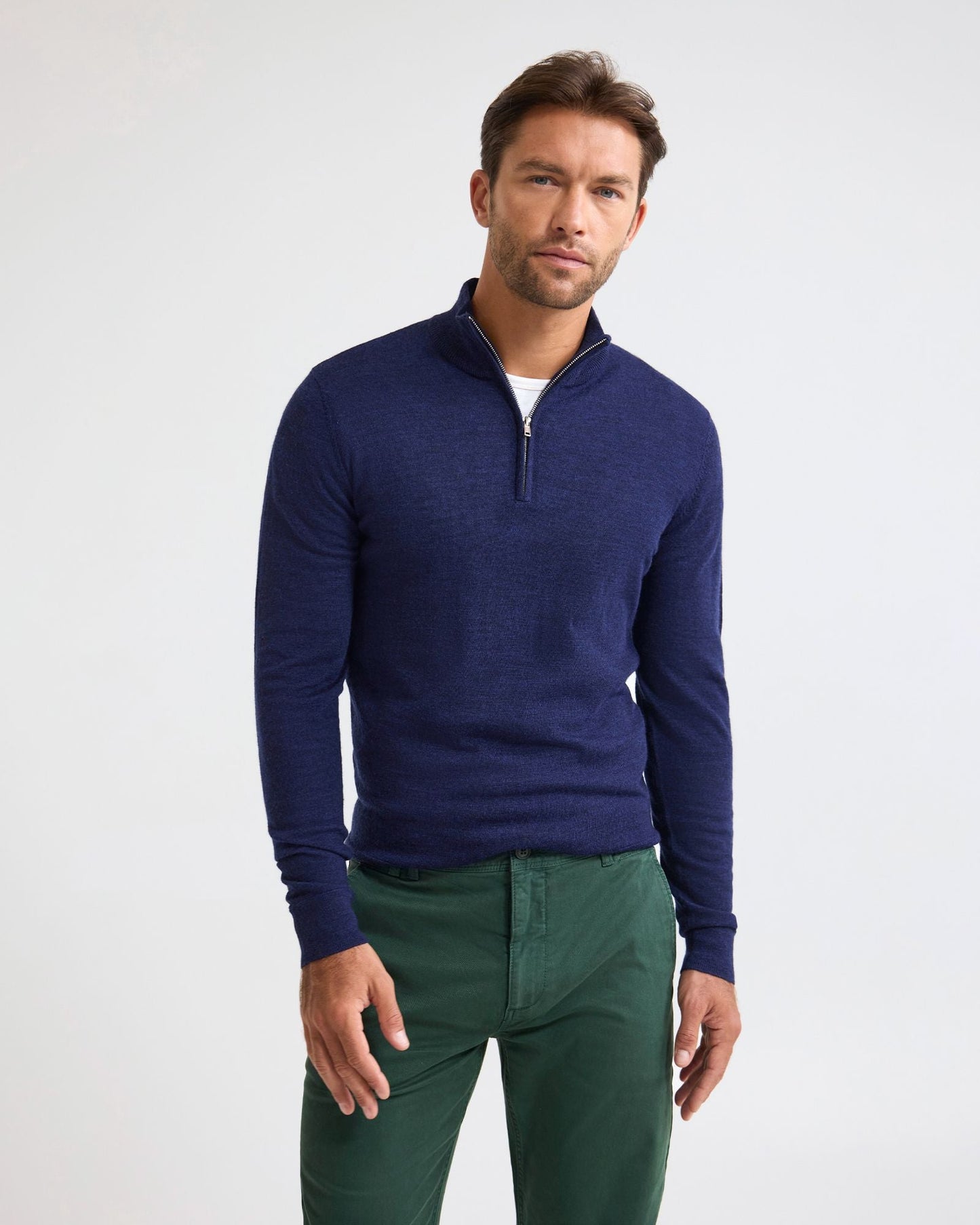 Merino Zip-Neck Wool Pullover