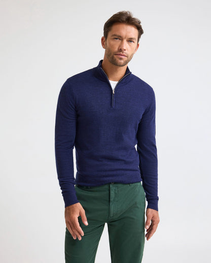 Merino Zip-Neck Wool Pullover