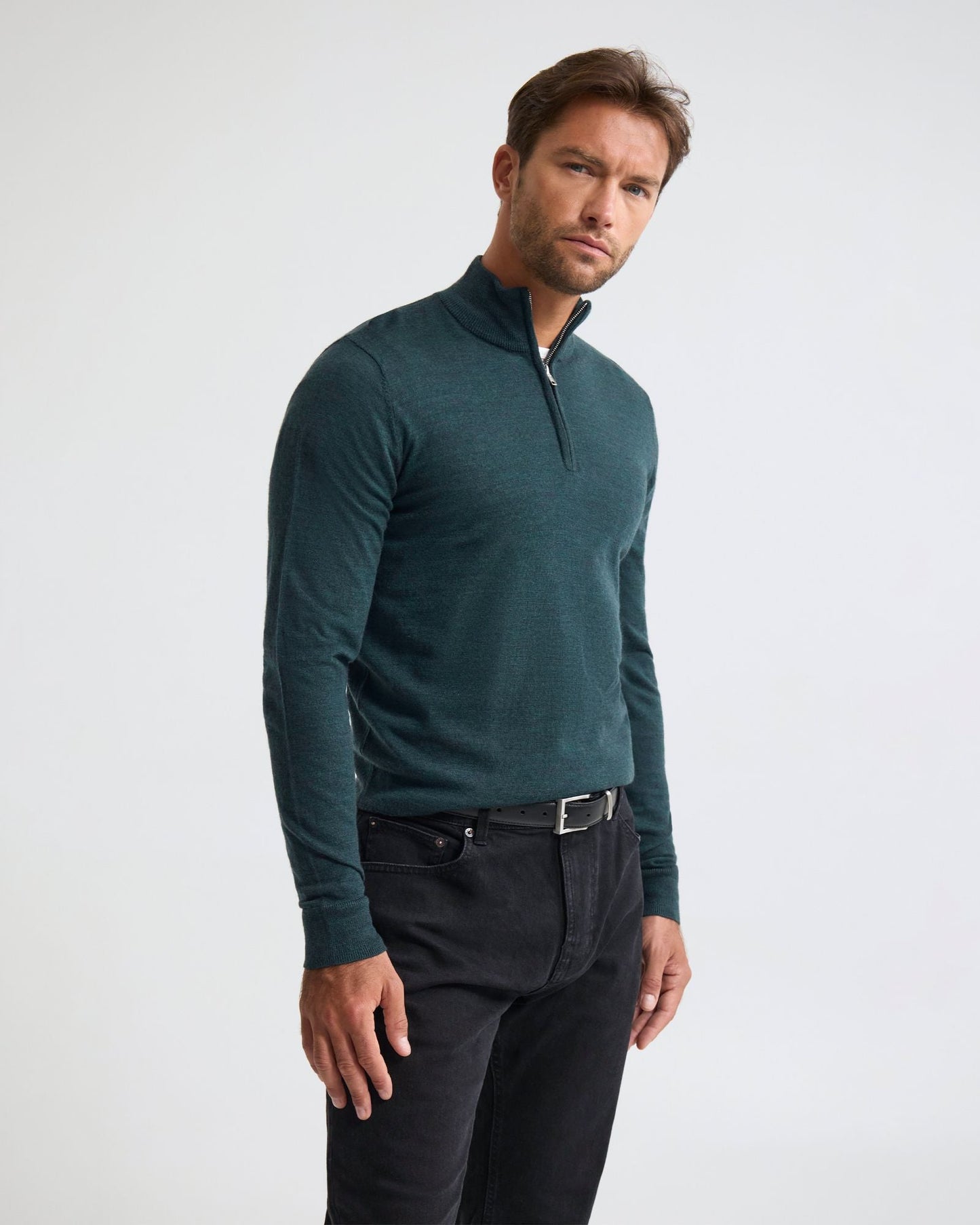 Merino Zip-Neck Wool Pullover